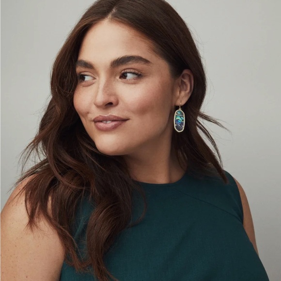 EUC Kendra Scott Elle Silver Drop Earrings in White Mother-of-Pearl - Picture 2 of 2